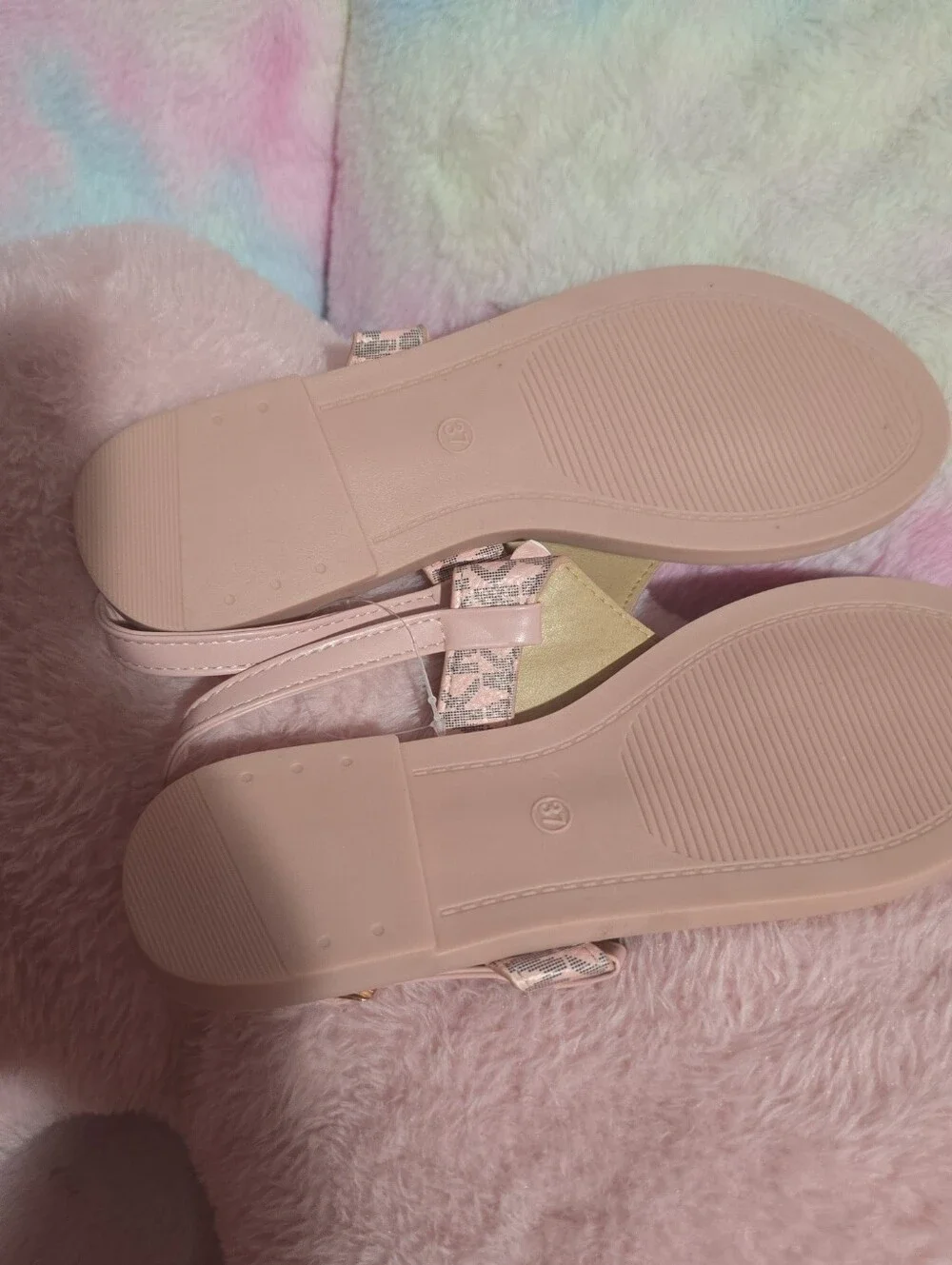 Michael Kors Pink Logo Thong Sandals with Gold Accents